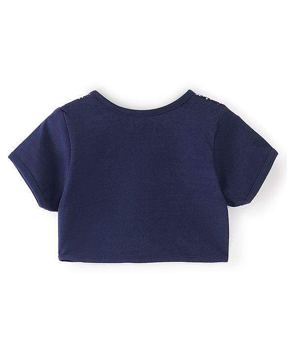 Babyhug 100% Cotton Knit Half Sleeves Shrug & Frock With Star Print - Pink & Blue