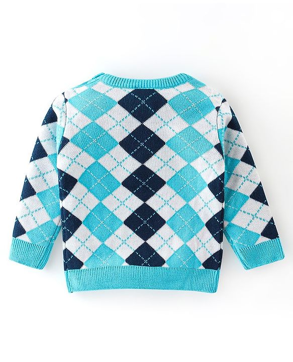 Babyhug Full Sleeves Baby Sweater Set - Light Blue
