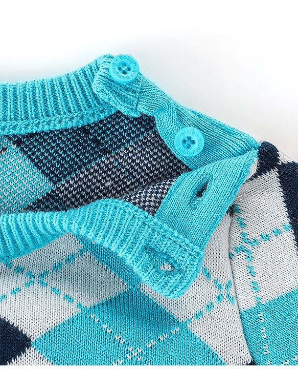 Babyhug Full Sleeves Baby Sweater Set - Light Blue