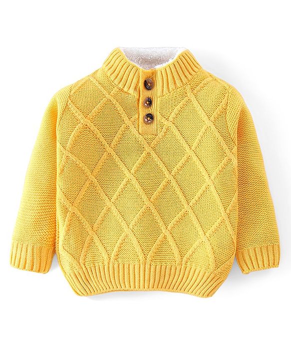 Babyhug Full Sleeves Sweater Cable Knit Design- Yellow