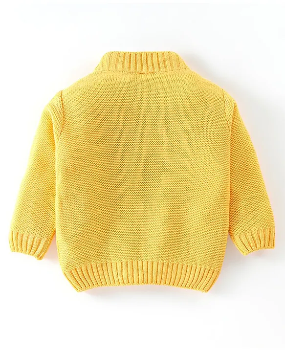 Babyhug 100% Acrylic Full Sleeves Sweater Cable Knit Design- Yellow