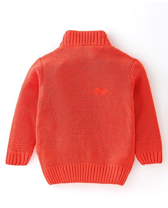 Babyhug Full Sleeves Cable Knit Pullover - Orange