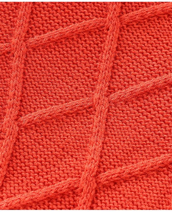 Babyhug Full Sleeves Cable Knit Pullover - Orange