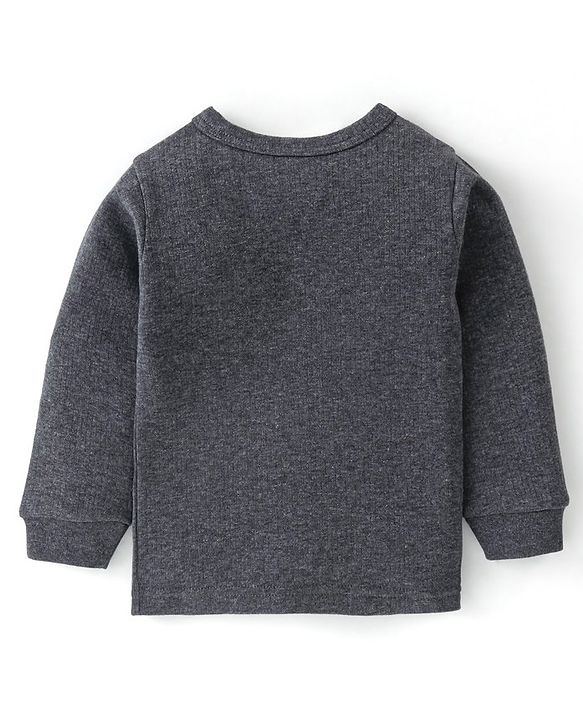 Babyhug Cotton Full Sleeves Front Open Thermal Vest And Leggings- Dark Grey