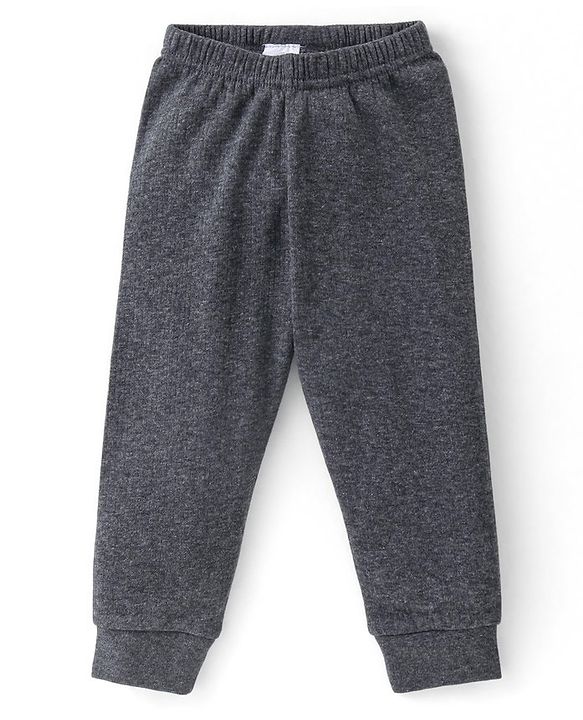 Babyhug Cotton Full Sleeves Front Open Thermal Vest And Leggings- Dark Grey