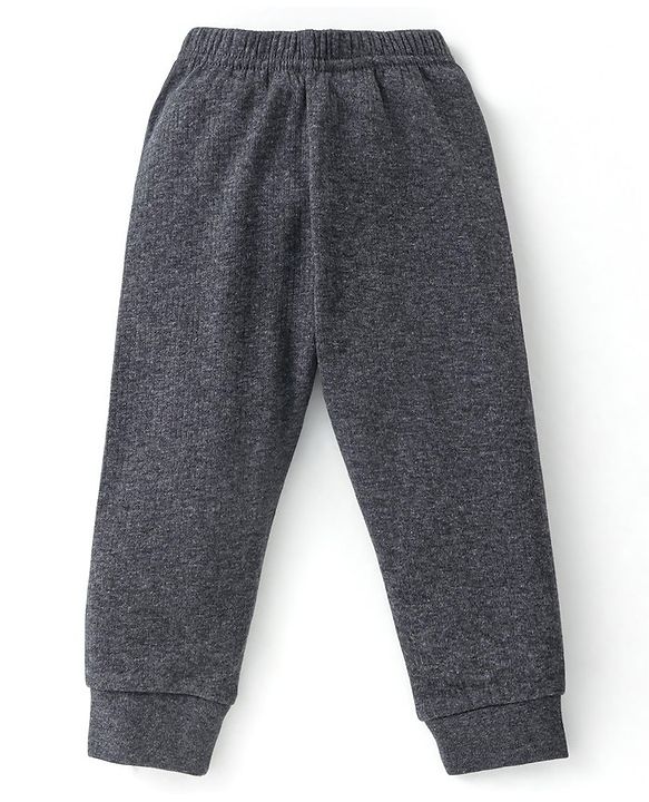 Babyhug Cotton Full Sleeves Front Open Thermal Vest And Leggings- Dark Grey