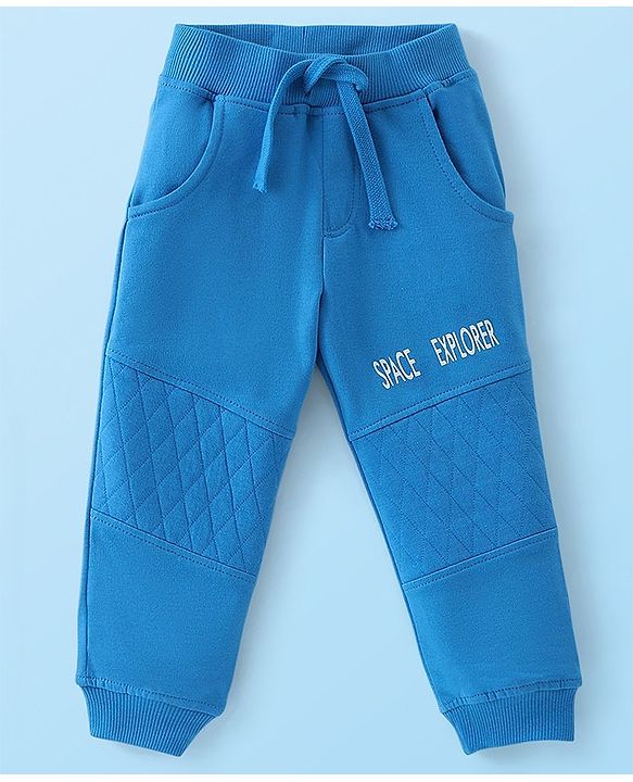 Babyhug Full Sleeves T-Shirt and Pants Set Bear Print - White & Blue