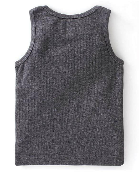 Babyhug Full Sleeves Solid Thermal Vest Sando & Pajama Set - Dark Grey