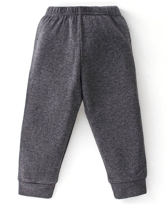 Babyhug Full Sleeves Solid Thermal Vest Sando & Pajama Set - Dark Grey