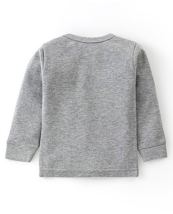 Babyhug Cotton Full Sleeves Solid Color Vest Pullover & Bottom Thermal Wear Combo Pack Of 3 - Light Grey