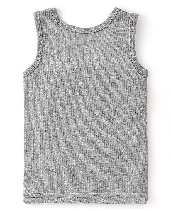 Babyhug Cotton Full Sleeves Solid Color Vest Pullover & Bottom Thermal Wear Combo Pack Of 3 - Light Grey