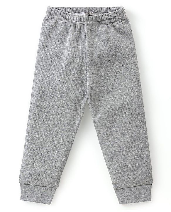 Babyhug Cotton Full Sleeves Solid Color Vest Pullover & Bottom Thermal Wear Combo Pack Of 3 - Light Grey