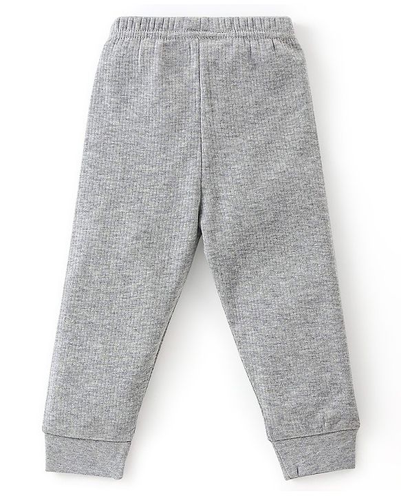 Babyhug Cotton Full Sleeves Solid Color Vest Pullover & Bottom Thermal Wear Combo Pack Of 3 - Light Grey