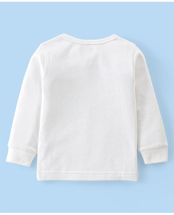 Babyhug Cotton Full Sleeves Solid Color Vest Pullover & Bottom Thermal Wear Combo Pack Of 3 - Off White
