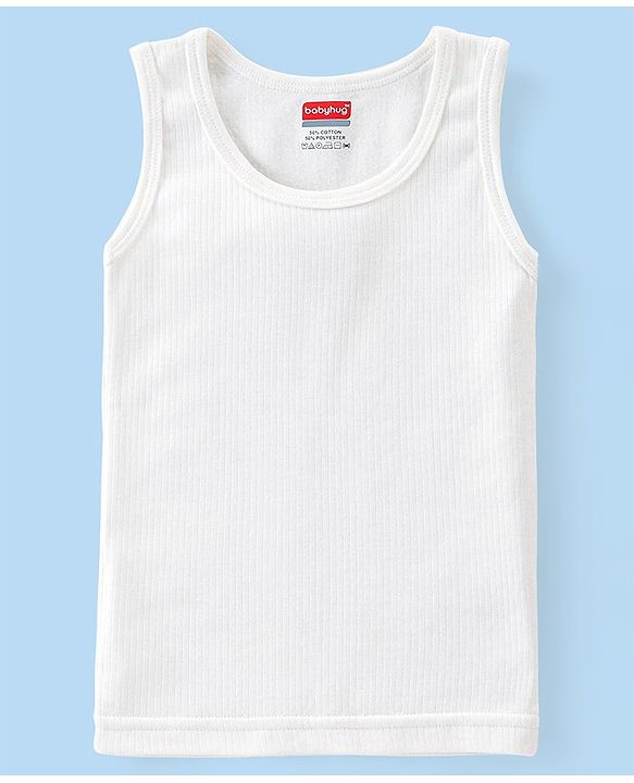 Babyhug Cotton Full Sleeves Solid Color Vest Pullover & Bottom Thermal Wear Combo Pack Of 3 - Off White
