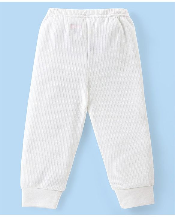 Babyhug Cotton Full Sleeves Solid Color Vest Pullover & Bottom Thermal Wear Combo Pack Of 3 - Off White