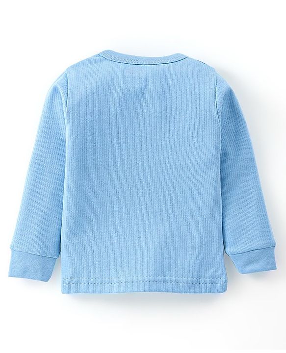 Babyhug Cotton Full Sleeves Solid Color Vest Pullover & Bottom Thermal Wear Combo Pack Of 3 - Blue