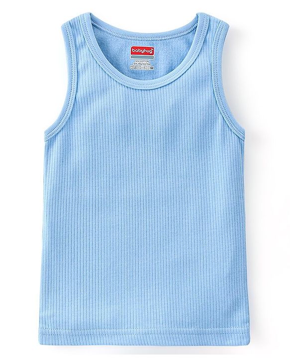 Babyhug Cotton Full Sleeves Solid Color Vest Pullover & Bottom Thermal Wear Combo Pack Of 3 - Blue