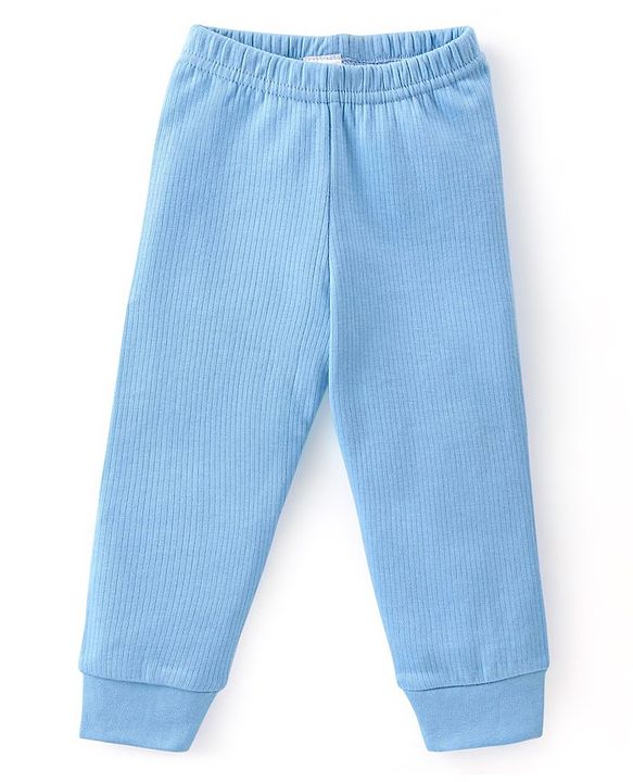 Babyhug Cotton Full Sleeves Solid Color Vest Pullover & Bottom Thermal Wear Combo Pack Of 3 - Blue