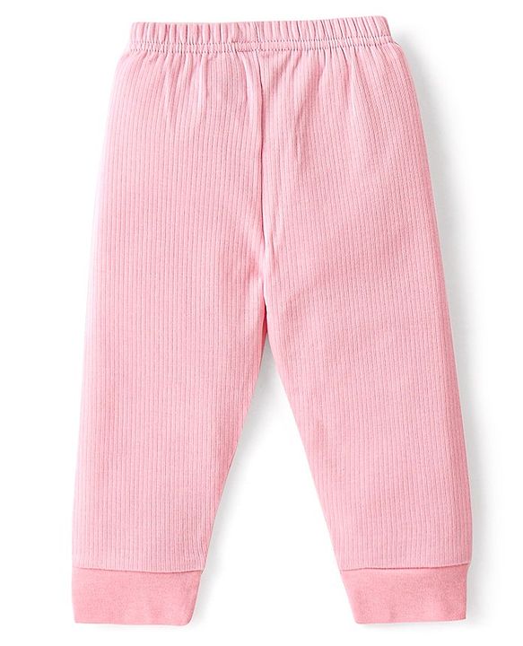 Babyhug Cotton Full Sleeves Thermal Wear Pullover Vest & Pant Set - Pink