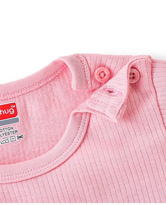 Babyhug Cotton Full Sleeves Thermal Wear Pullover Vest & Pant Set - Pink
