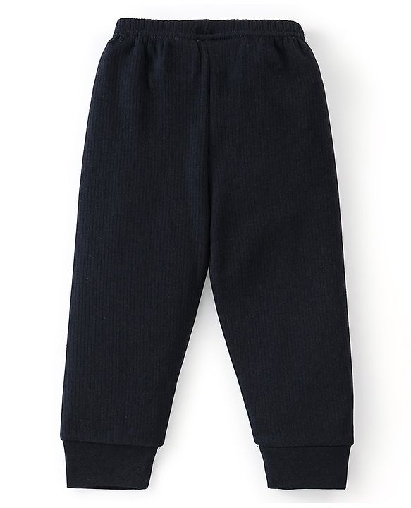 Babyhug Cotton Full Sleeves Inner Thermal Vest & Pajama Set - Dark Navy