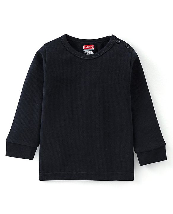 Babyhug Cotton Full Sleeves Inner Thermal Vest & Pajama Set - Dark Navy