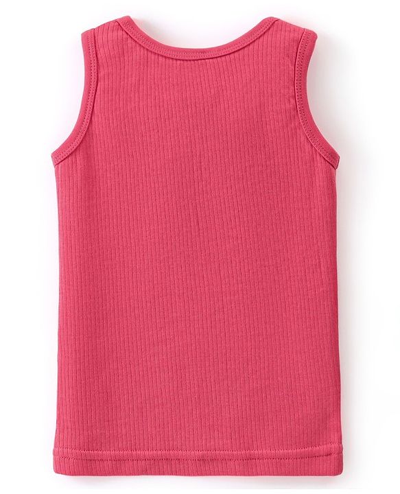 Babyhug Cotton Full Sleeves Pullover Vest & Pant Solid Color Thermal Wear  - Coral