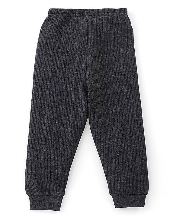 Babyhug Cotton Full Sleeves Front Open Thermal Vest And Leggings- Dark Grey