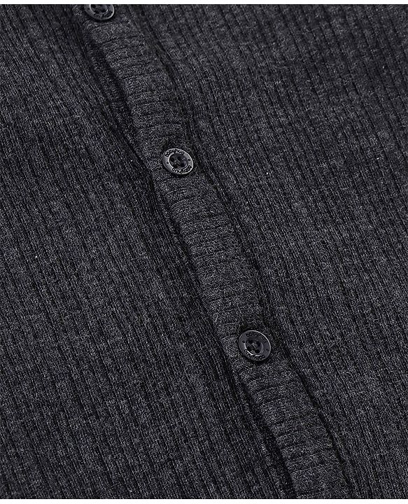 Babyhug Cotton Full Sleeves Front Open Thermal Vest And Leggings- Dark Grey