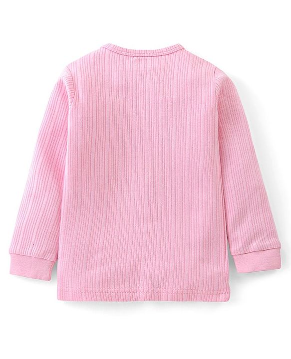 Babyhug Cotton Full Sleeves Front Open Thermal Vest And Leggings- Pink
