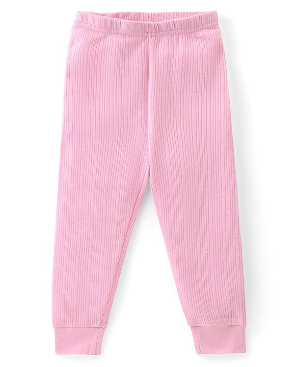 Babyhug Cotton Full Sleeves Front Open Thermal Vest And Leggings- Pink
