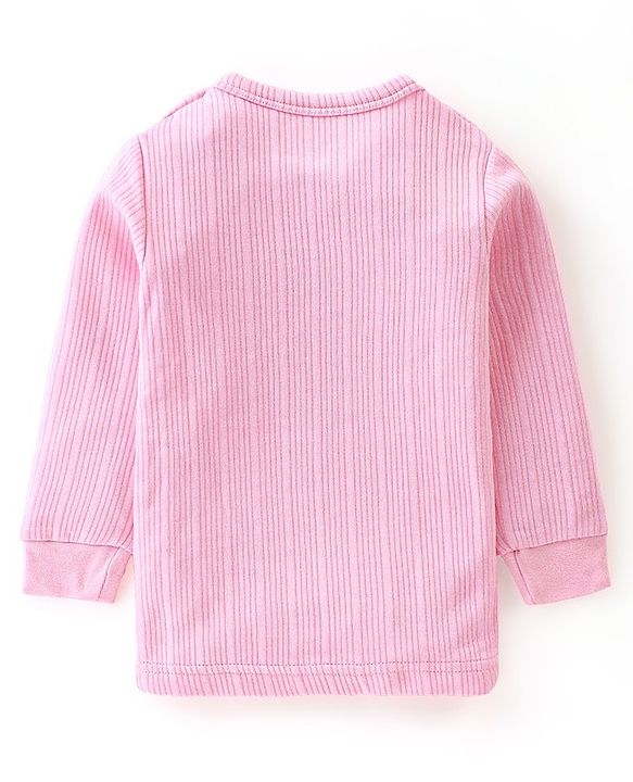 Babyhug Cotton Full Sleeves Solid Color Vest Pullover & Bottom Thermal Wear Combo Pack Of 3 -Pink