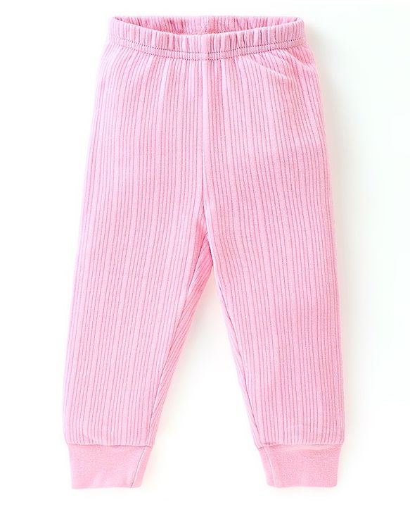 Babyhug Cotton Full Sleeves Solid Color Vest Pullover & Bottom Thermal Wear Combo Pack Of 3 -Pink