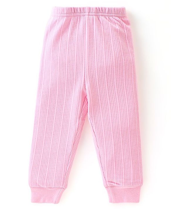 Babyhug Cotton Full Sleeves Solid Color Vest Pullover & Bottom Thermal Wear Combo Pack Of 3 -Pink