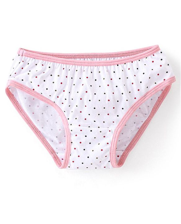 Babyhug 100% Cotton Knit Floral Printed Panties Pack of 3 - Pink & White
