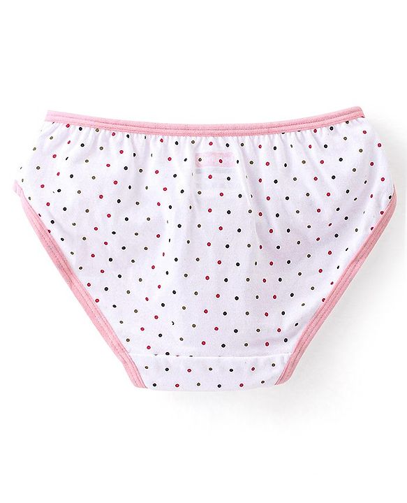 Babyhug 100% Cotton Knit Floral Printed Panties Pack of 3 - Pink & White