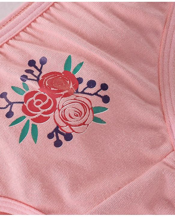 Babyhug 100% Cotton Knit Floral Printed Panties Pack of 3 - Pink & White