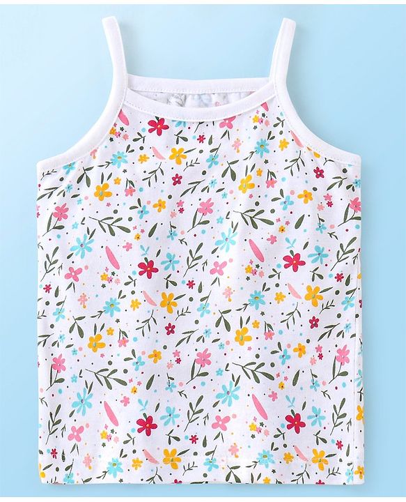 Babyhug 100% Cotton Sleeveless Slips Floral Print Pack Of 3- White & Pink
