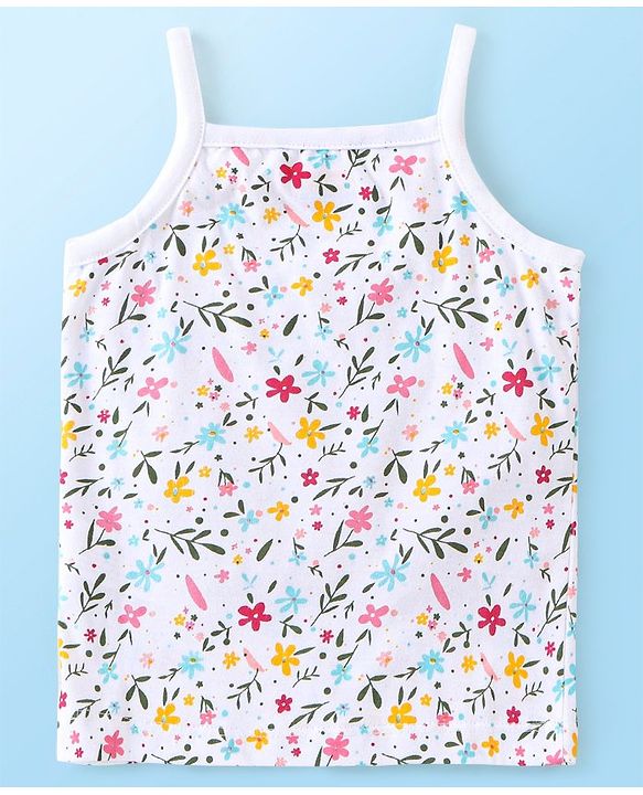 Babyhug 100% Cotton Sleeveless Slips Floral Print Pack Of 3- White & Pink