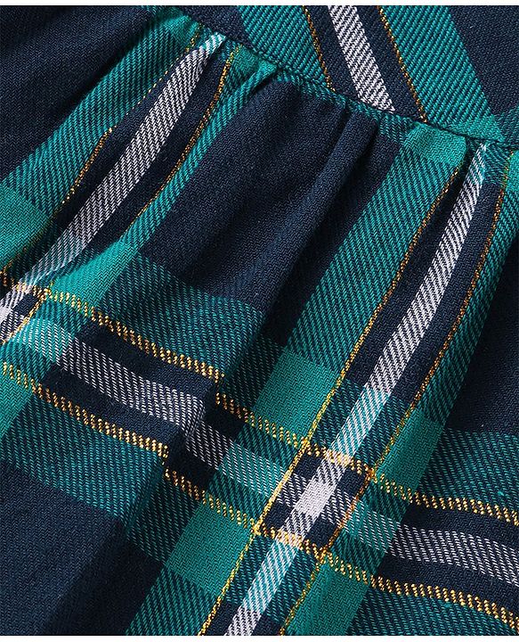 Babyhug 100% Cotton Full Sleeves Checks Top with Frill Detailing - Green & Black