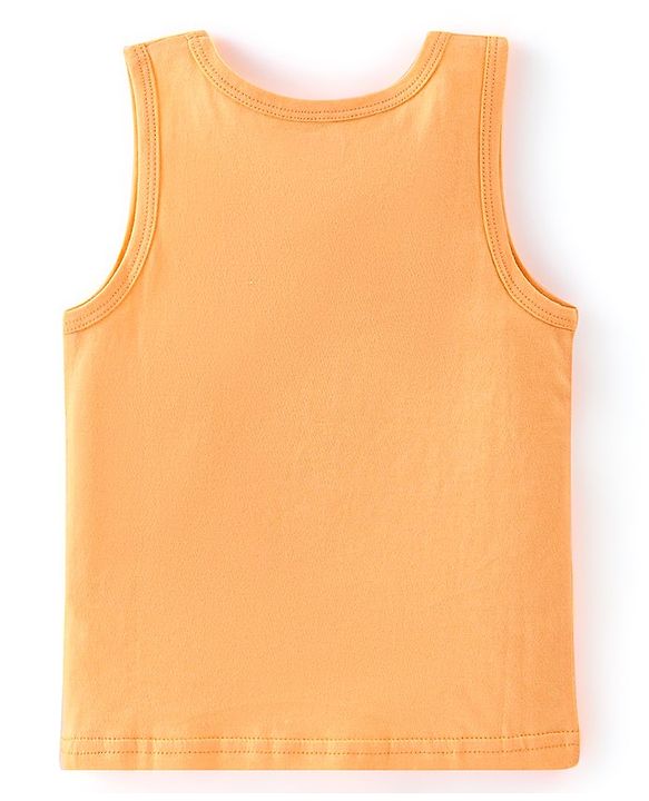 Babyhug 100 % Cotton Sleeveless Striped Camping Printed Sando Pack of 3  - Blue & Yellow