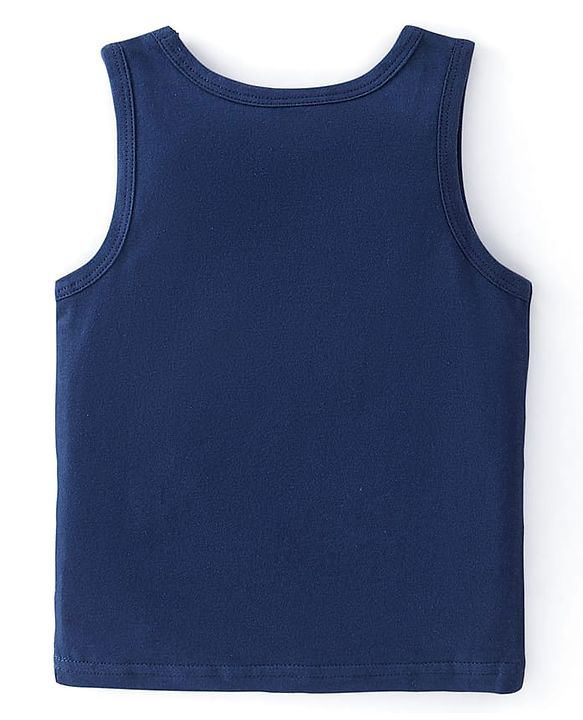 Babyhug 100% Cotton Single Jersey Knit Sando Stripes & Teddy Print Pack of 3 - Brown Navy Blue & Red