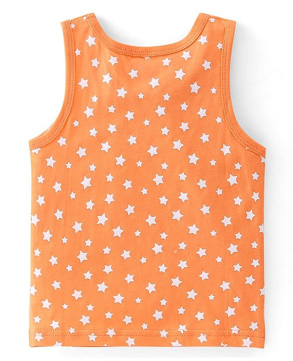 Babyhug 100% Cotton Single Jersey Knit Sleeveless Vests Stripes & Star Print Pack of 3 - Blue & Orange