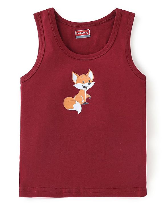 Babyhug 100% Cotton Knit Sleeveless Sando Fox Print Pack of 3 - Multicolour