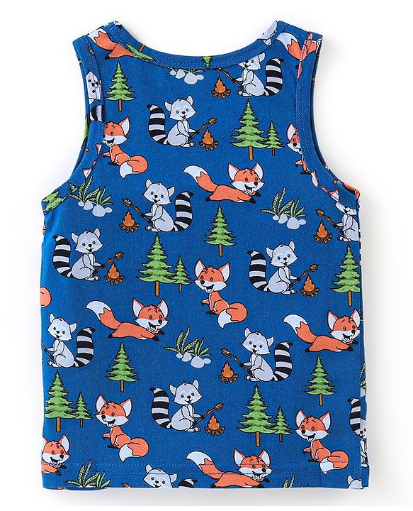 Babyhug 100% Cotton Knit Sleeveless Sando Fox Print Pack of 3 - Multicolour