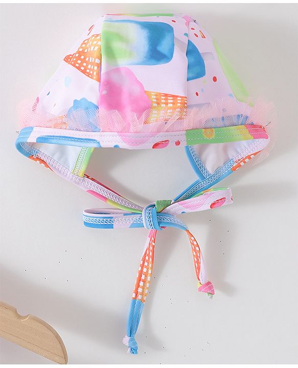 Babyhug Sleeveless Frock Swimsuit Ice Cream Print - Pink
