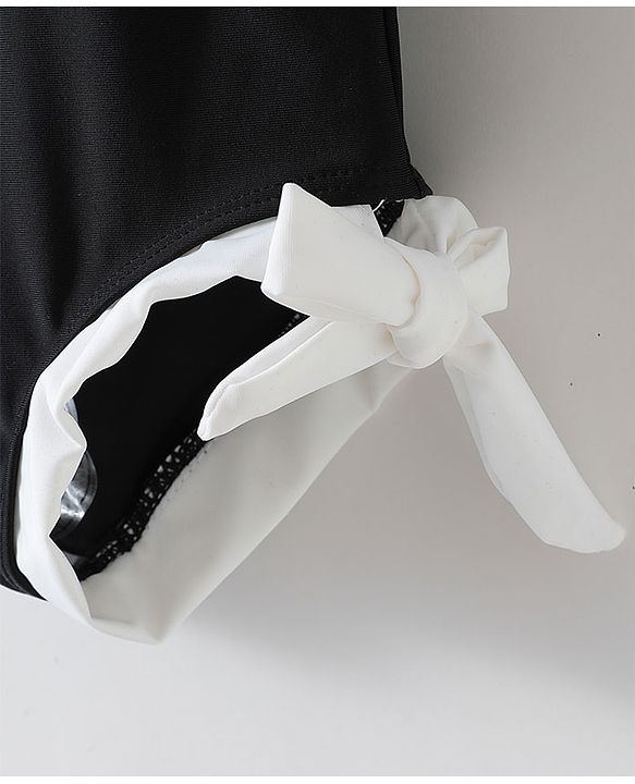 Babyhug Half Sleeves Frock Swimsuit - Black