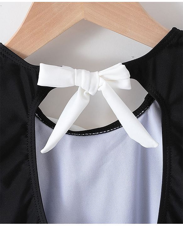 Babyhug Half Sleeves Frock Swimsuit - Black