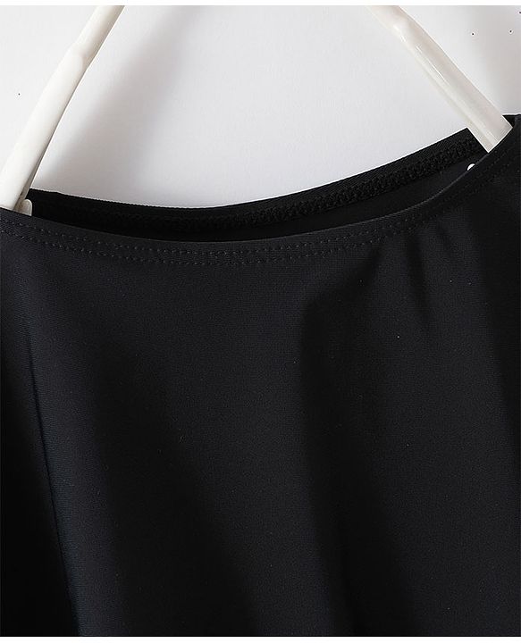 Babyhug Half Sleeves Frock Swimsuit - Black